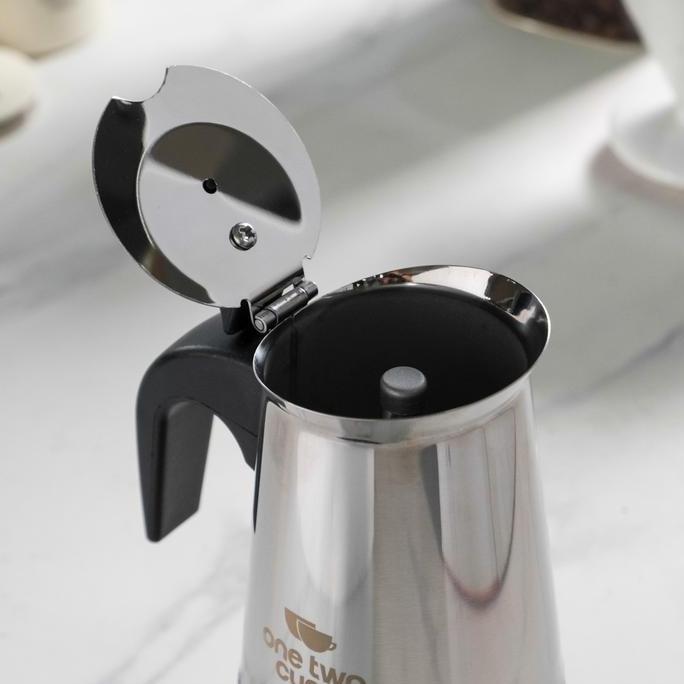 Terbaik One Two Cups Moka Pot Teko Kopi Espresso Coffee Stovetop 4 Cup 200ml - Z20 Paling keren - Gambar 4