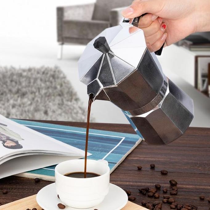 Terbaik Moka pot Coffee 2/3/6 Cups 300ml Espresso Maker Aluminium Teko Stovetop Filter Pembuat Kopi Espresso Paling keren