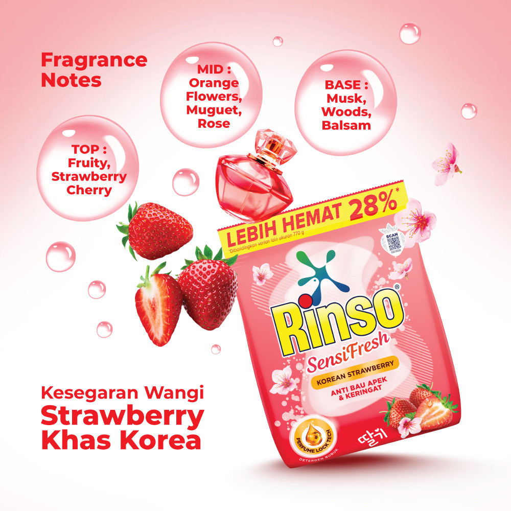 Rinso Baru Detergen Bubuk Varian Korean Strawberry 700g x2 - Gambar 4