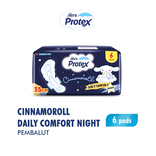 Hers Protex Comfort Night Pembalut Wanita 35 cm Bag Isi 6 Pcs x2 - Gambar 2