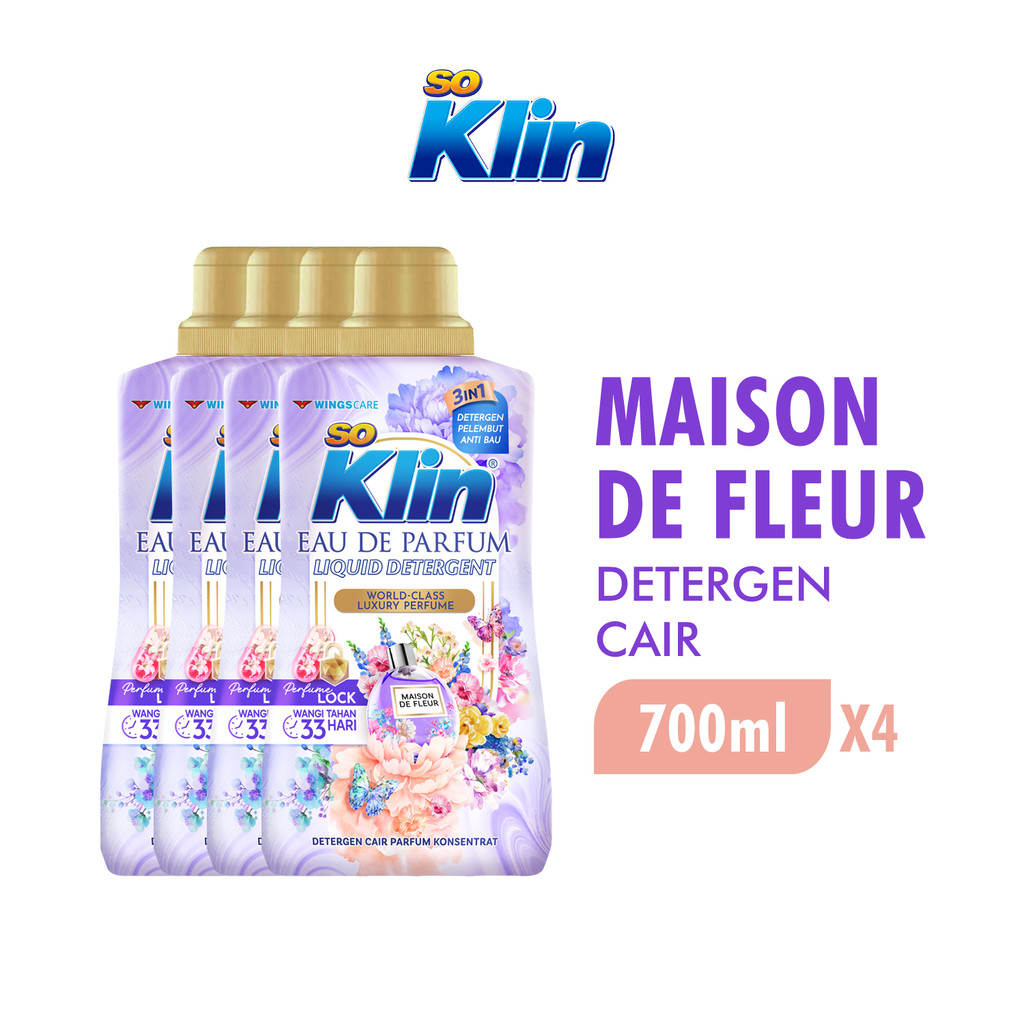 SoKlin Eau de Parfum Liquid Detergent Maison De Fleur Btl 700ml x4