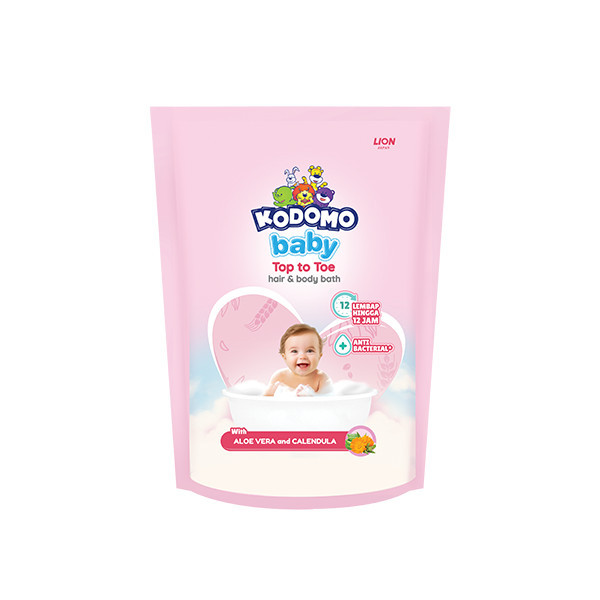 Kodomo Top To Toe Pink Refill 450 ml x2 - Gambar 4