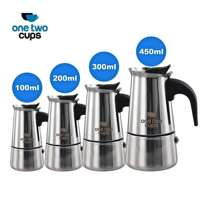 Terbaik One Two Cups Espresso Coffee Maker Moka Pot Teko Kopi 100ml 200ml 300ml 450ml Paling keren - Gambar 2