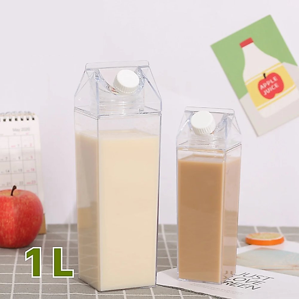 One Two Cups Botol Minum Clear Glass Water Bottle Milk Box Container - PMC11 - 1L - Gambar 2
