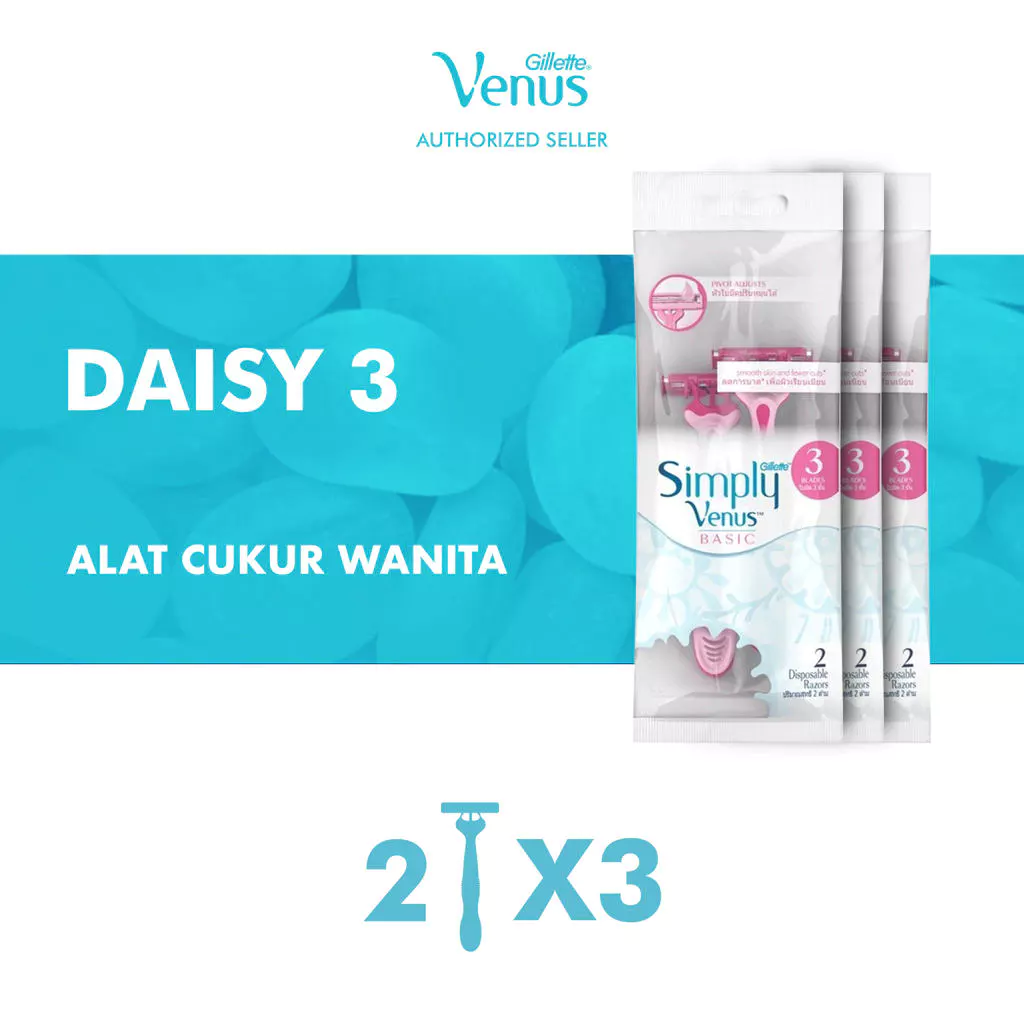 Gillette Venus Alat Cukur Wanita Simply Venus Basic Isi 2 Razor Pisau Cukur x3