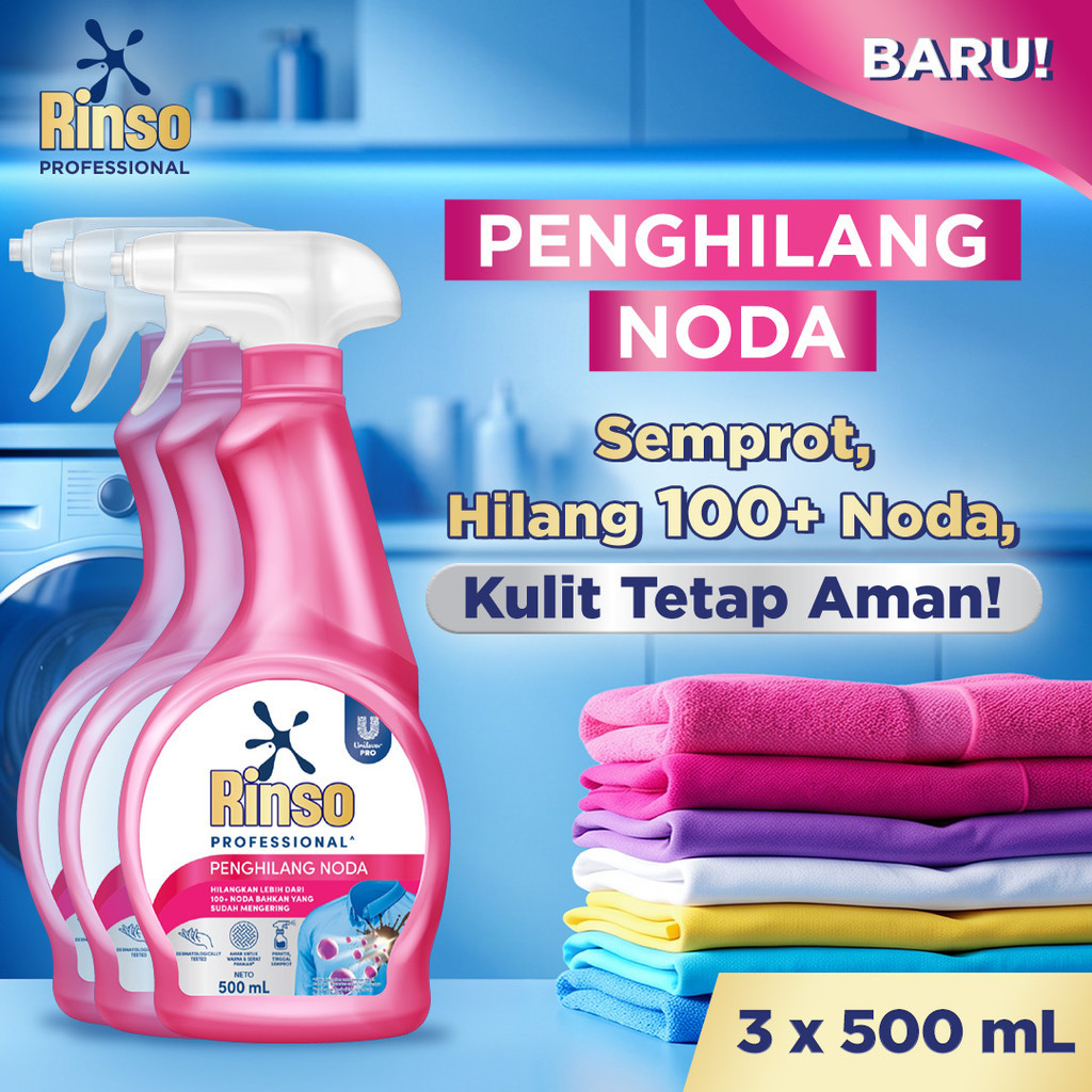 [BARU] Rinso Stain Remover Penghilang Noda Spray 500mL X3