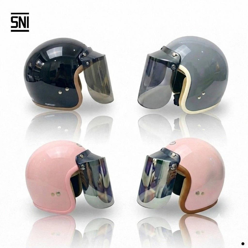 Helm Bogo Wanita Pria - Helm Half Face Motor Vintage Stylish Aesthetic Murah PREMIO BIVI Open Face SNI Desain Klasik