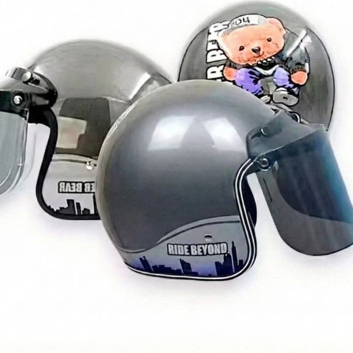 Helm Bogo Retro Motif Tempel Tempel Murah RANDOM - Helem Klasik Gaya Vintage Japstyle SNI Half Face Pria Wanita Dewasa