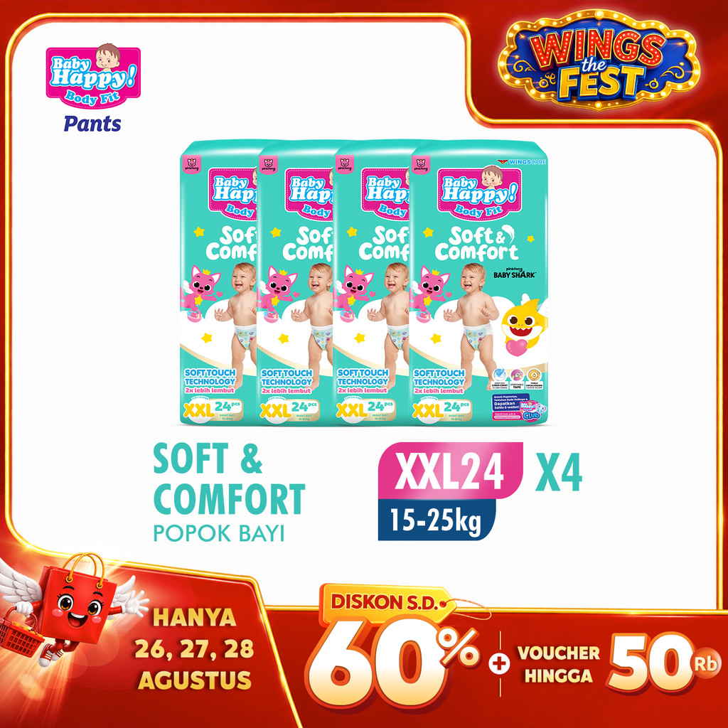 Baby Happy Pants Popok Celana Soft & Comfort XXL 24 x4