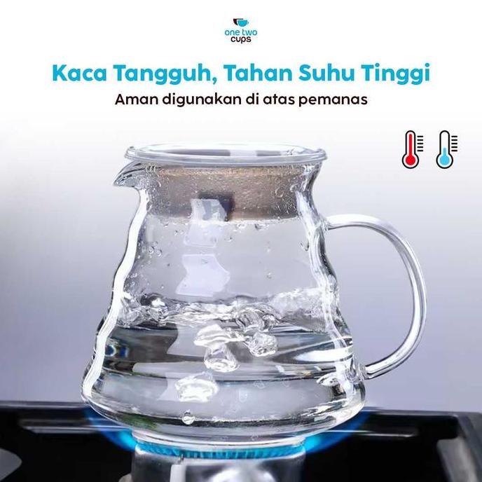 Terbaik Coffee Server V60 One Two Cups Teko Kopi Kaca Tahan Panas Borosilicate Glass Paling keren - Gambar 4
