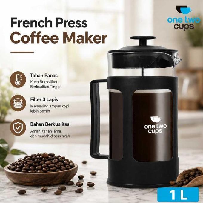 Terbaik One Two Cups Teko Kopi French Press Plunger Coffee Maker Pot FN35 Paling keren