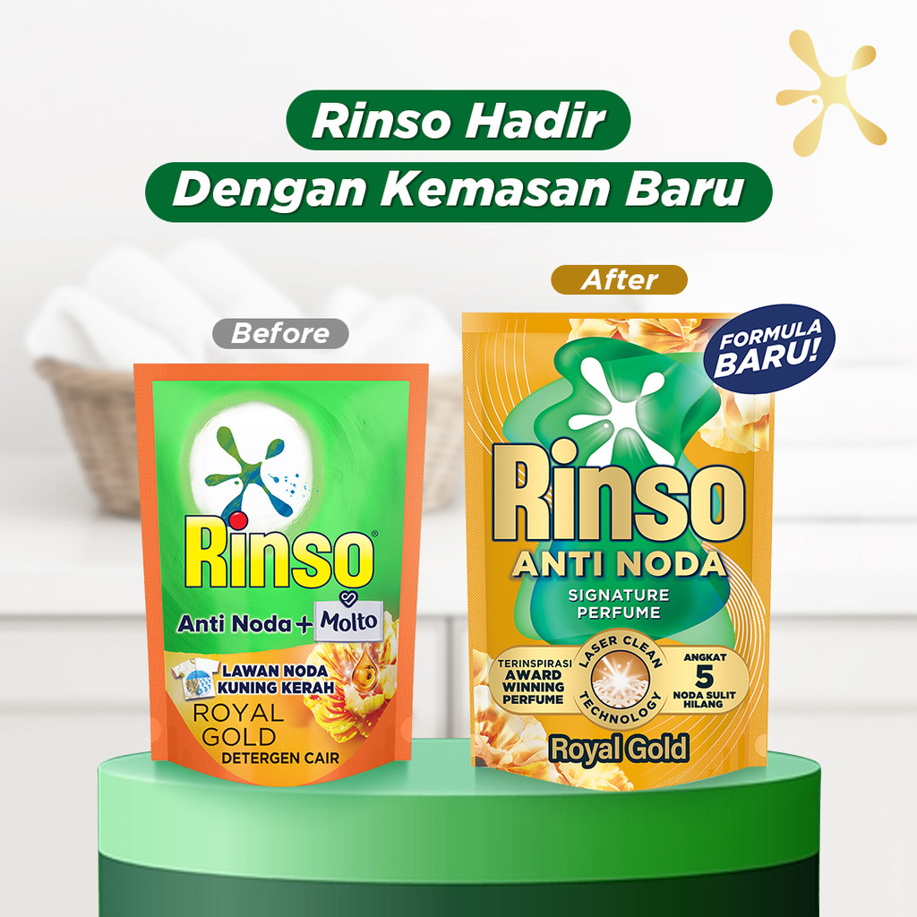 [Hemat Terjangkau] Rinso Baru Detergen Cair Varian Royal Gold 510g x2 - Gambar 2
