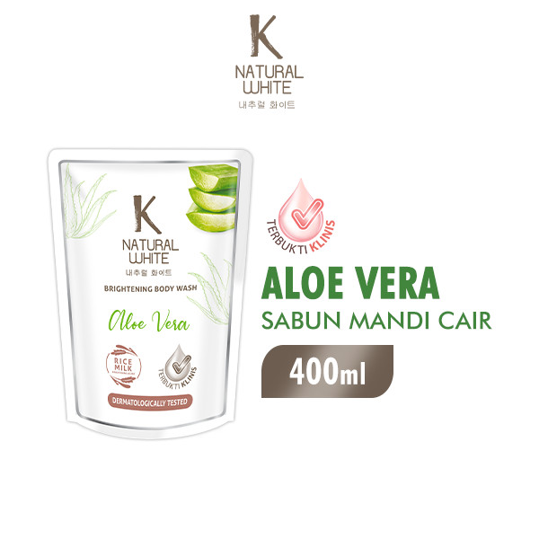 K Natural White Sabun Mandi Cair Aloe Vera Pouch 400 ml x4 - Gambar 2