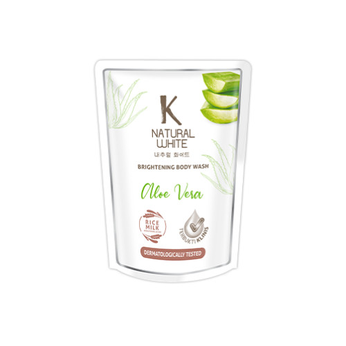 K Natural White Sabun Mandi Cair Aloe Vera Pouch 400 ml x4 - Gambar 3