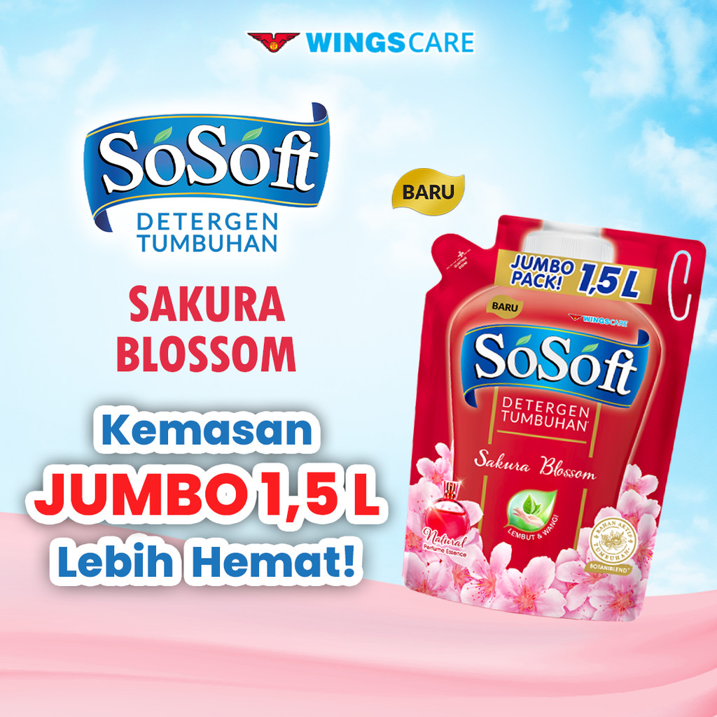 So Soft Detergen Cair Sakura Blossom Pouch 1500Ml x2 - Gambar 3