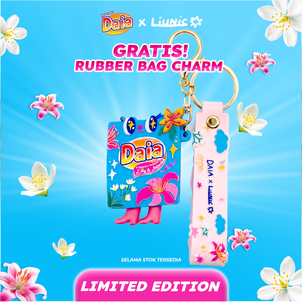 Daia Powder Detergent Lily & Jasmine 1.4 kg x3 Free Liunic Bag Charm - Gambar 2