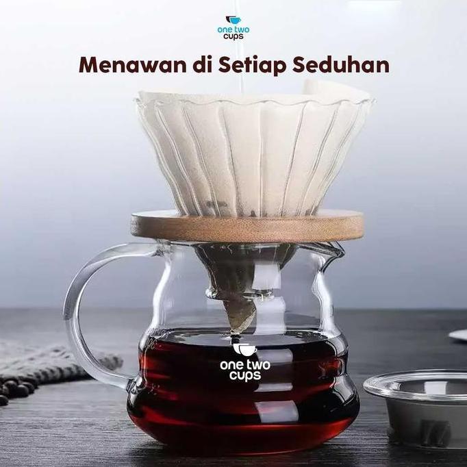 Terbaik Coffee Server V60 One Two Cups Teko Kopi Kaca Tahan Panas Borosilicate Glass Paling keren - Gambar 2