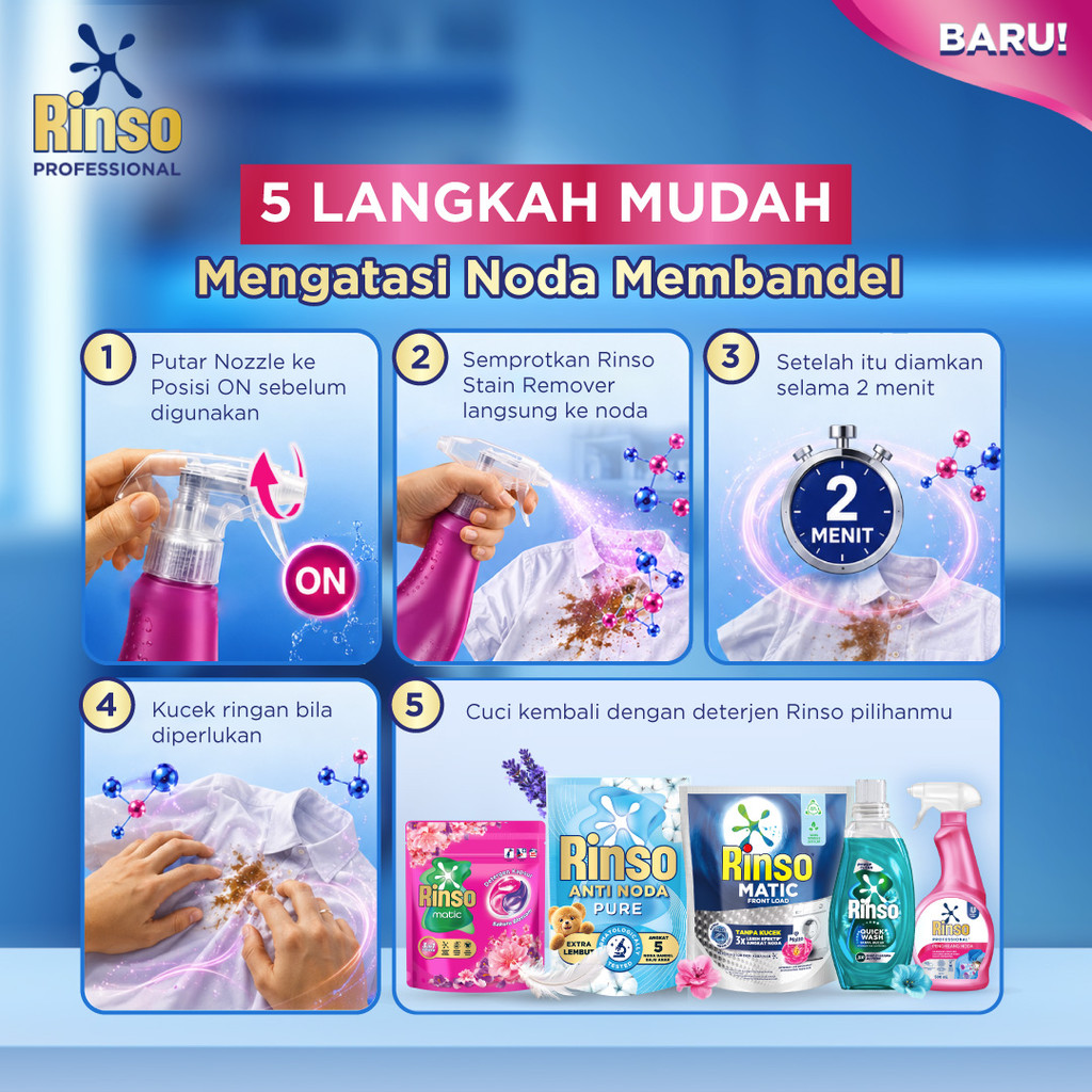 [BARU] Rinso Stain Remover Penghilang Noda Spray 500mL X6 - Gambar 2