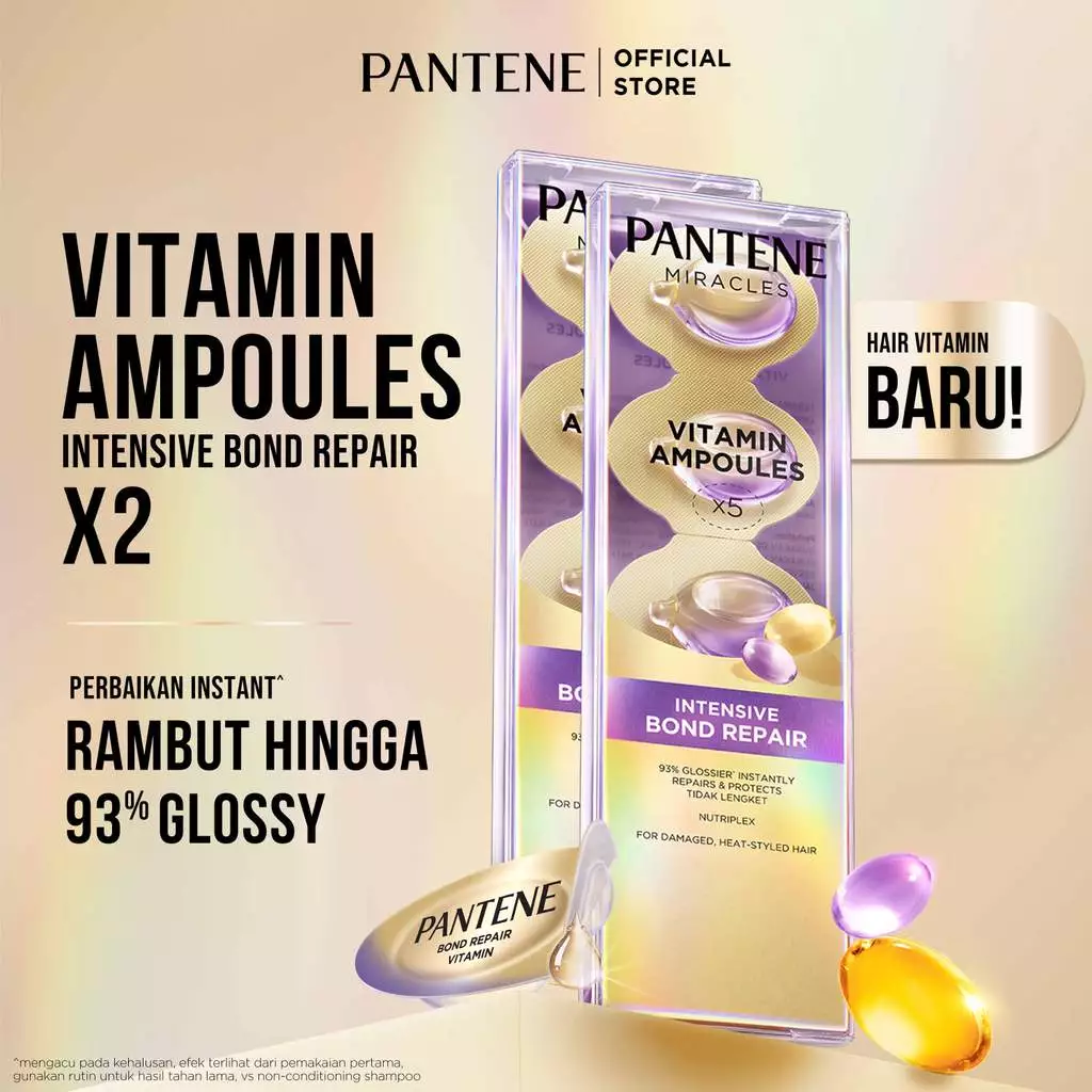 [BUNDLE] PANTENE Miracles Vitamin Ampoules Intensive Bond Repair (0.7mlx5) x2 / Melindungi & membantu memperbaiki rambut dari kerusakan.