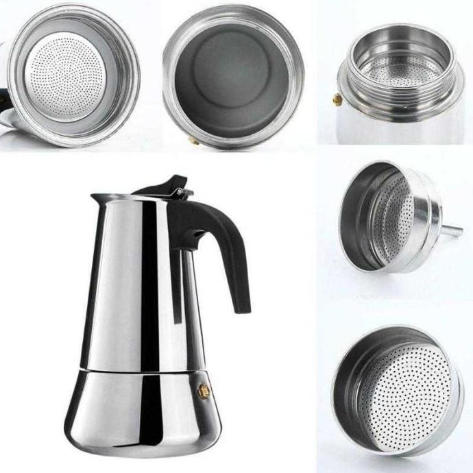 Terbaik Cerek Pembuat Coffe Elektrik / Moka Pot Teko Filter Coffe / Teko Pembuat Kopi Espresso Maker Coffe Kopi / Alat Pembuat Kopi Manual / Mokapot Espresso Saringan Teko kopi Mocha Stainles Tanpa Listrik Paling keren