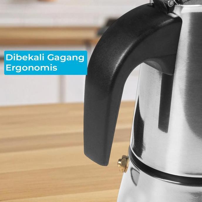Terbaik One Two Cups Espresso Coffee Maker Moka Pot Teko Kopi 100ml 200ml 300ml 450ml Paling keren - Gambar 3