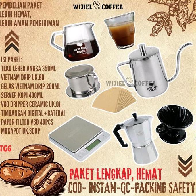 Terbaik Paket Alat Kopi tanpa Grinder Kopi - Set Alat Kopi V60 Dripper - Mokapot - Vietnam Drip - Teko Leher Angsa - Timbangan Kopi - Paper Filter V60 - Milkjug - Alat Kopi Wijiel Coffea Paling keren - Gambar 3