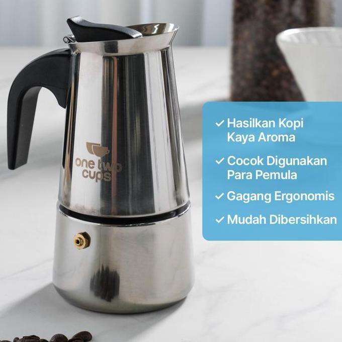 Terbaik One Two Cups Moka Pot Teko Kopi Espresso Coffee Stovetop 4 Cup 200ml - Z20 Paling keren - Gambar 2
