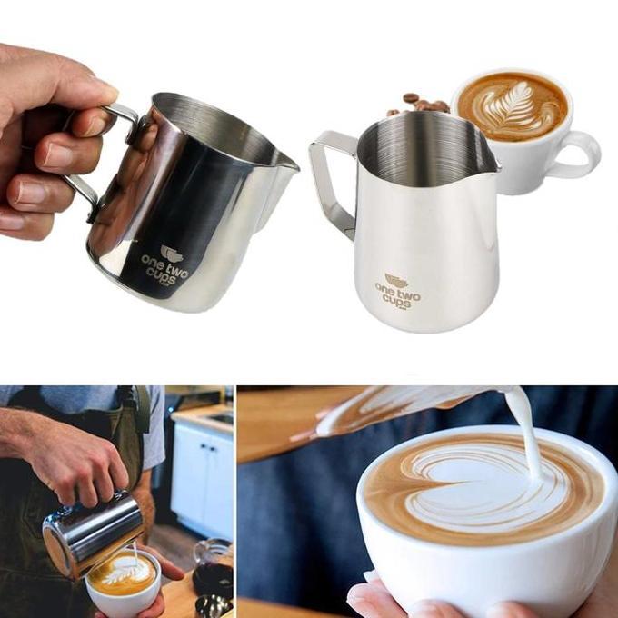 Teko Susu Milk Jug Kopi Espresso Latte Art Susu Buih Tahan Karat Kendi Susu Espresso dengan Skala Kopi Barista Latte Frother Pitcher Pembusa Pengental Susu Paling keren - Gambar 2