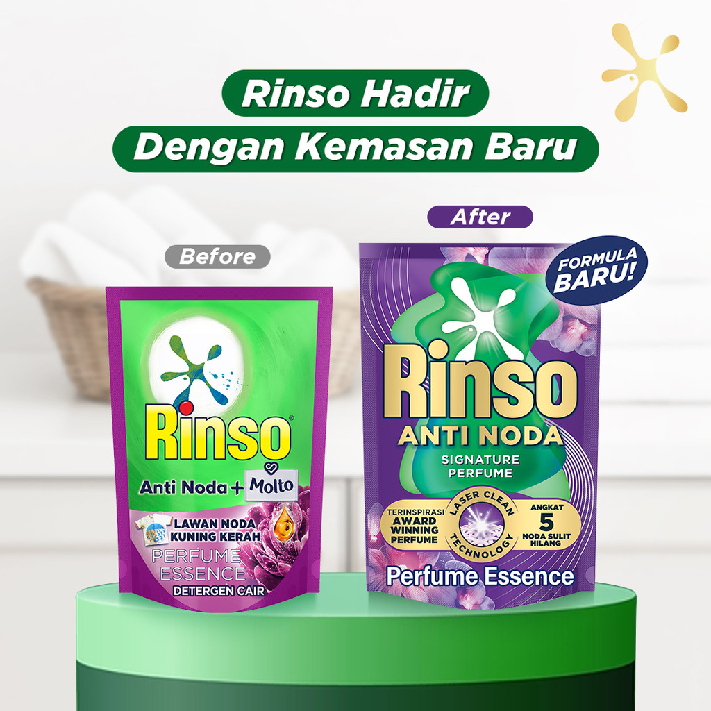 [Extra Isi 35%] Rinso Baru Detergen Cair Varian Perfume Essence 700g x3 - Gambar 2