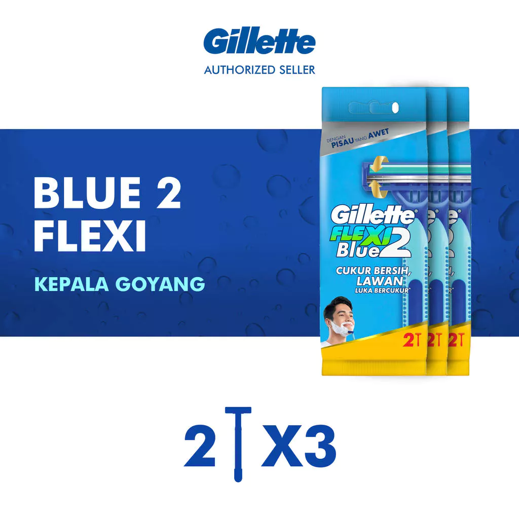 Gillette Alat Cukur Blue 2 Flexi Razor Pisau Cukur isi 2 x3