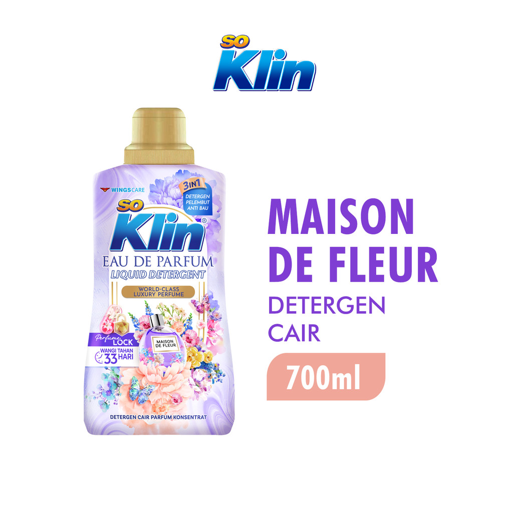 SoKlin Eau de Parfum Liquid Detergent Maison De Fleur Btl 700ml x4 - Gambar 2