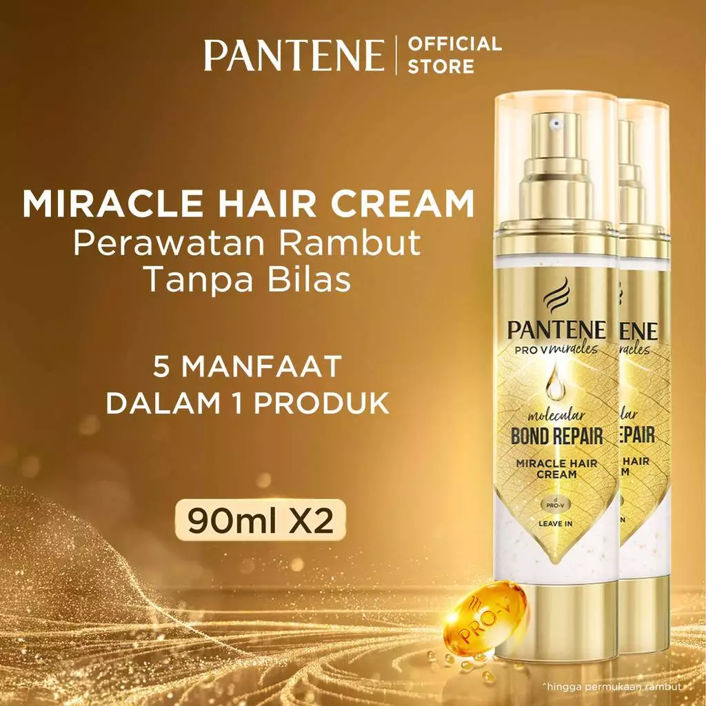 [BUNDLE] PANTENE Pro-V Miracles Leave in Treatment Molecular Bond Repair Hair Cream 90ml x2 / Krim rambut perawatan melindungi & membantu memperbaiki rambut dari kerusakan.