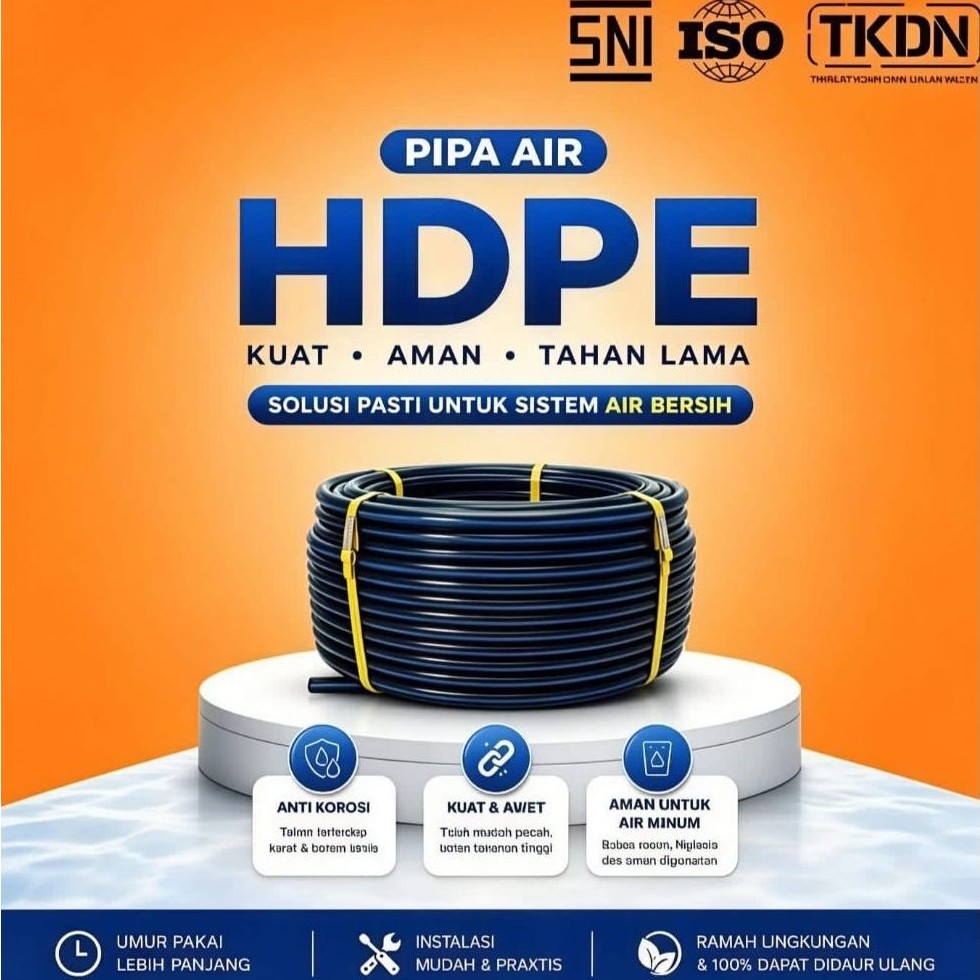 PIPA HDPE 1/2 INCH (20mm) ATAU SELANG AIR PN 10 PANJANG 100 METER GRATIS ONGKIR - Gambar 2