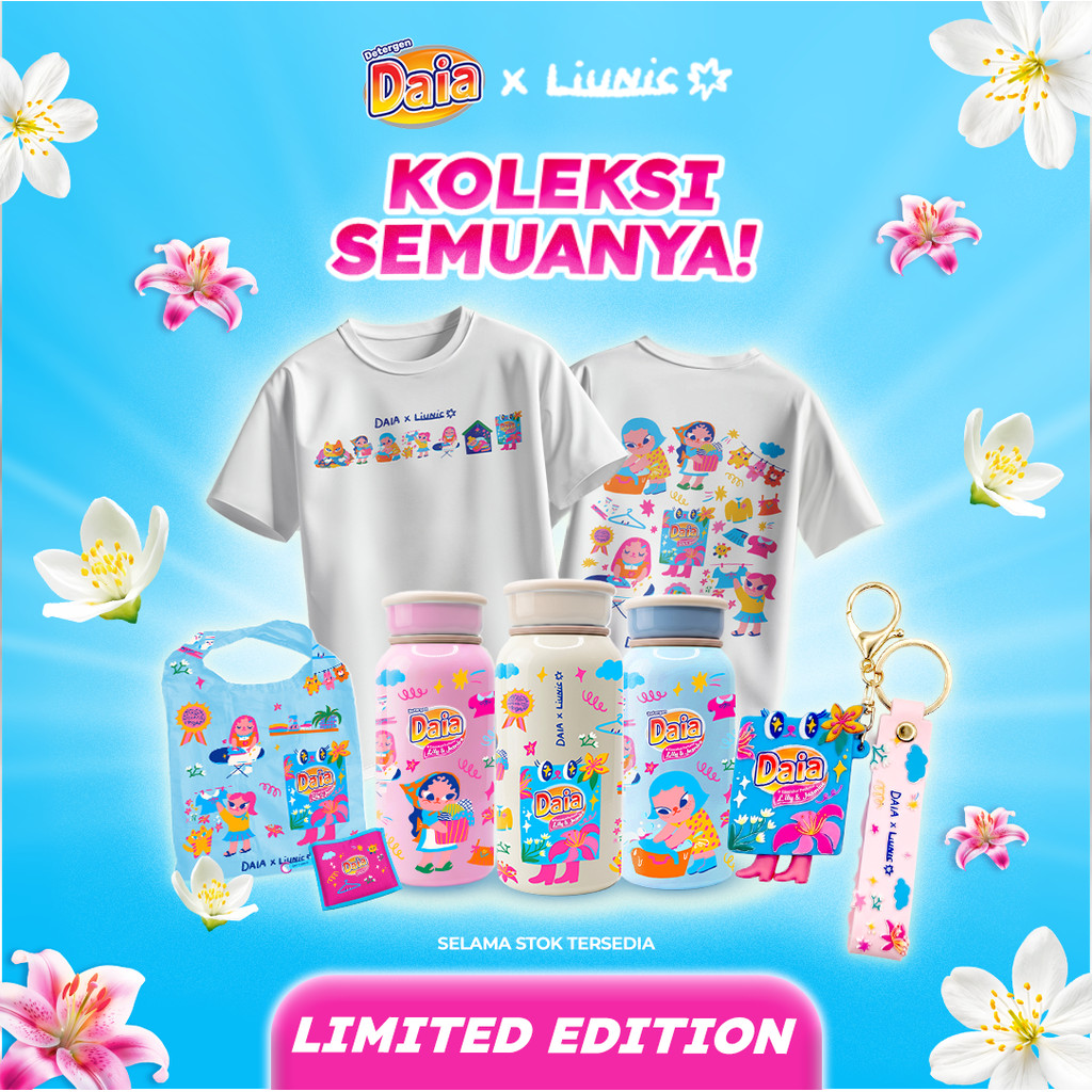 Daia Powder Detergent Lily & Jasmine 1.4 kg x3 + Daia Detergen Bubuk Clean & Fresh Hijab 3,8 kg x2 Free Liunic Tumbler - Gambar 3