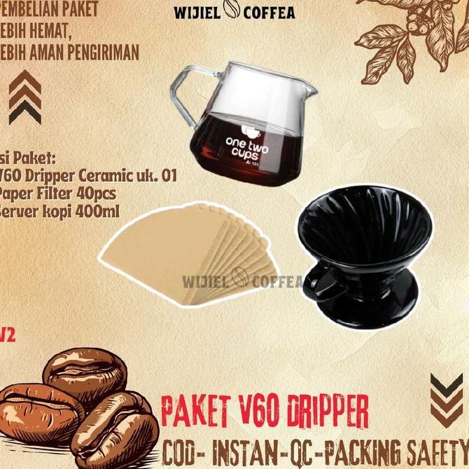 Terbaik SET V60 DRIPPER COFFEE CERAMIC - PAKET ALAT KOPI MURAH LENGKAP - V60 - GRINDER KOPI MANUAL - SERVER KOPI - KERTAS SARINGAN KOPI V60 - TEKO KOPI LEHER ANGSA - PAKET ALAT KOPI WIJIEL COFFEA Paling keren - Gambar 2