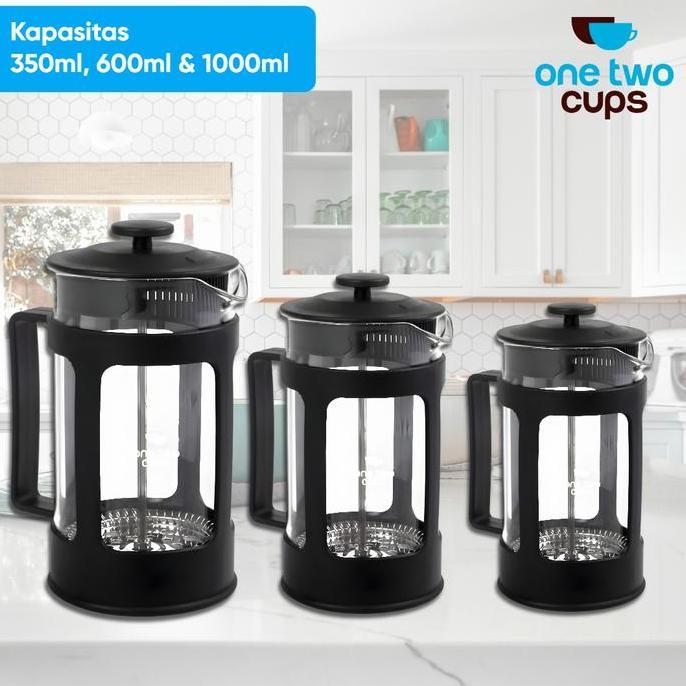 Terbaik One Two Cups Teko Kopi French Press Plunger 350ml 600ml 1000ml Coffee Maker Pot Material Kaca Stainless Steel PP Tahan Panas Paling keren - Gambar 3