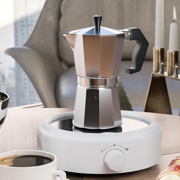 Terbaik Moka pot Coffee 2/3/6 Cups 300ml Espresso Maker Aluminium Teko Stovetop Filter Pembuat Kopi Espresso Paling keren - Gambar 3