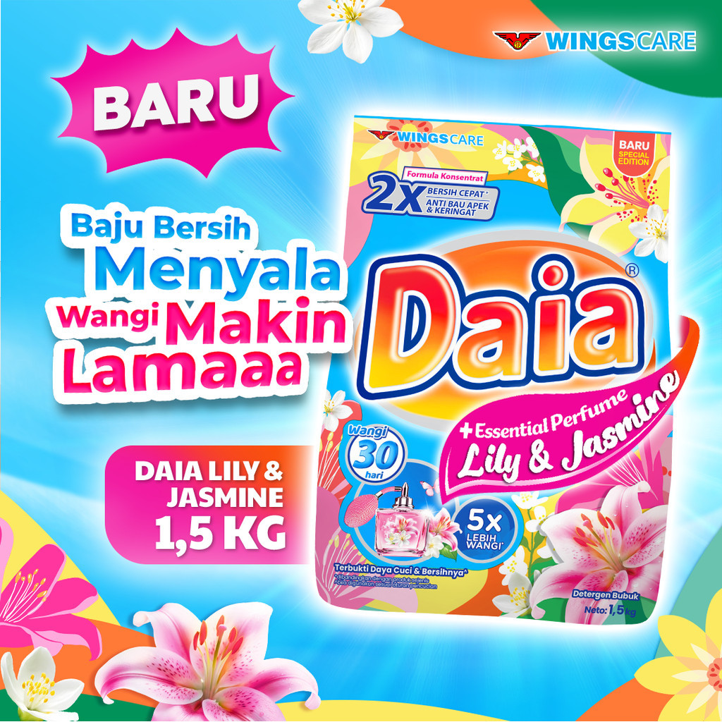 Daia Powder Detergent Lily & Jasmine 1.4 kg x2 - Gambar 3