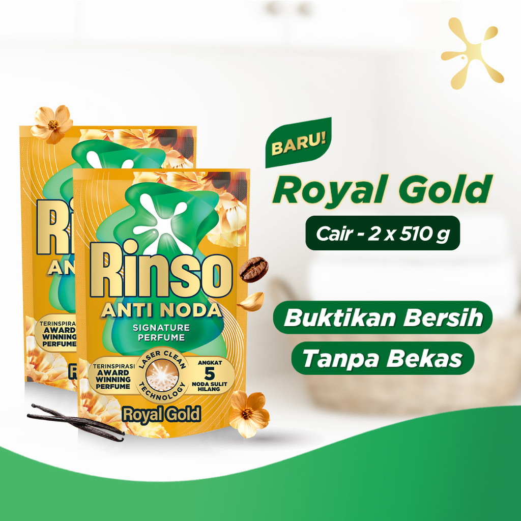 [Hemat Terjangkau] Rinso Baru Detergen Cair Varian Royal Gold 510g x2