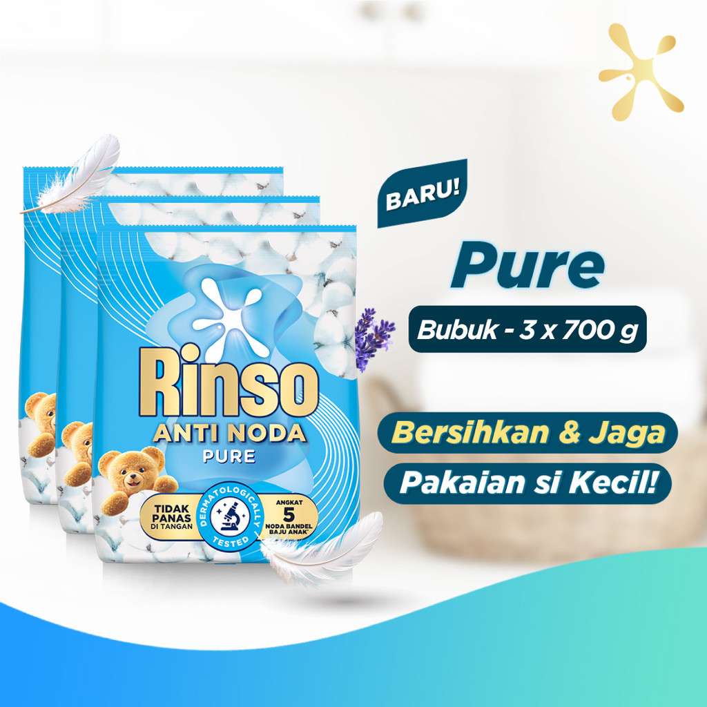 Rinso Baru Detergen Bubuk Varian Pure 700g x3