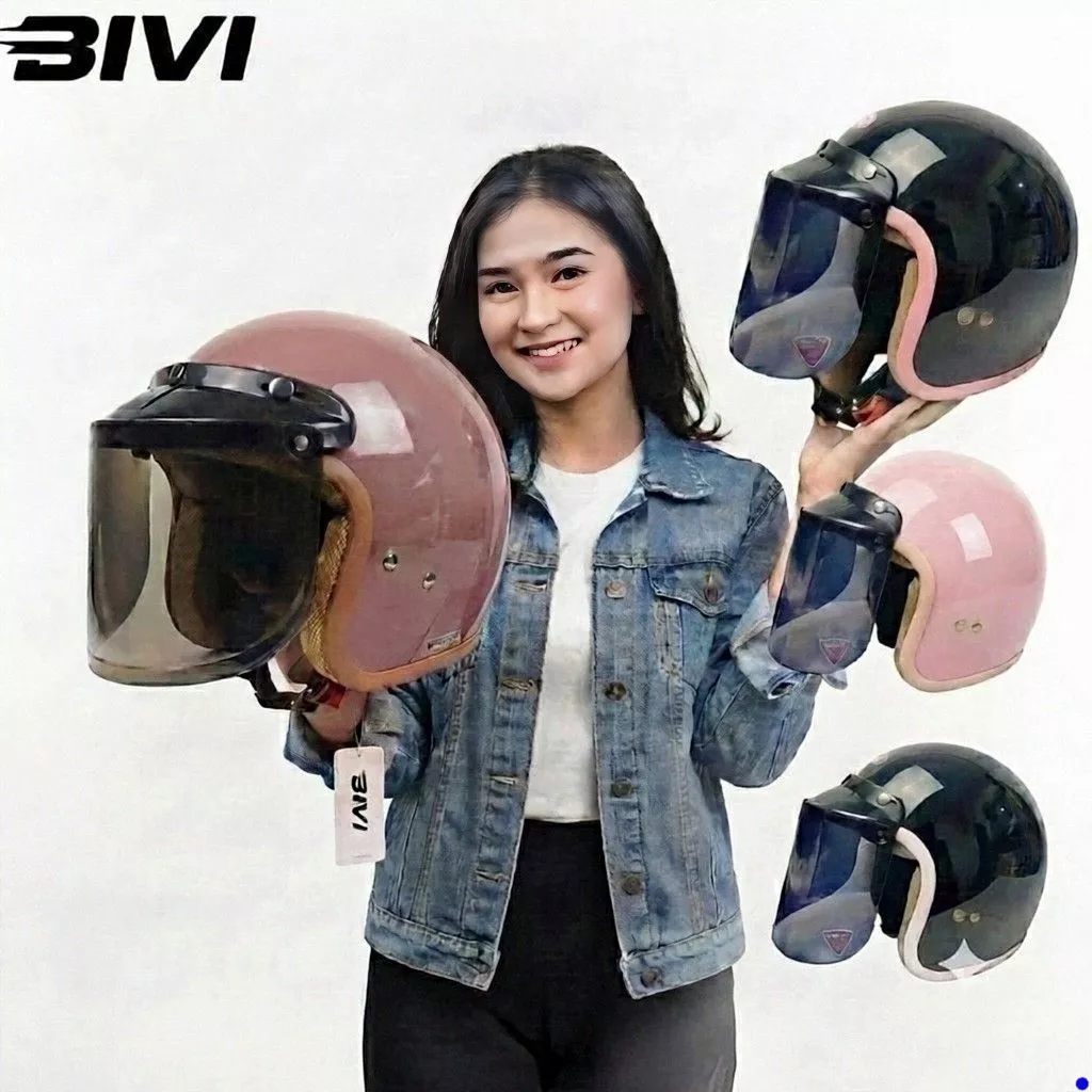 Helm Bogo - Helm Half Face BIVI PREMIO LIST WARNA Hlem Retro Stylish Aesthetic Dewasa Pria Dan Wanita Elegan Original SNI