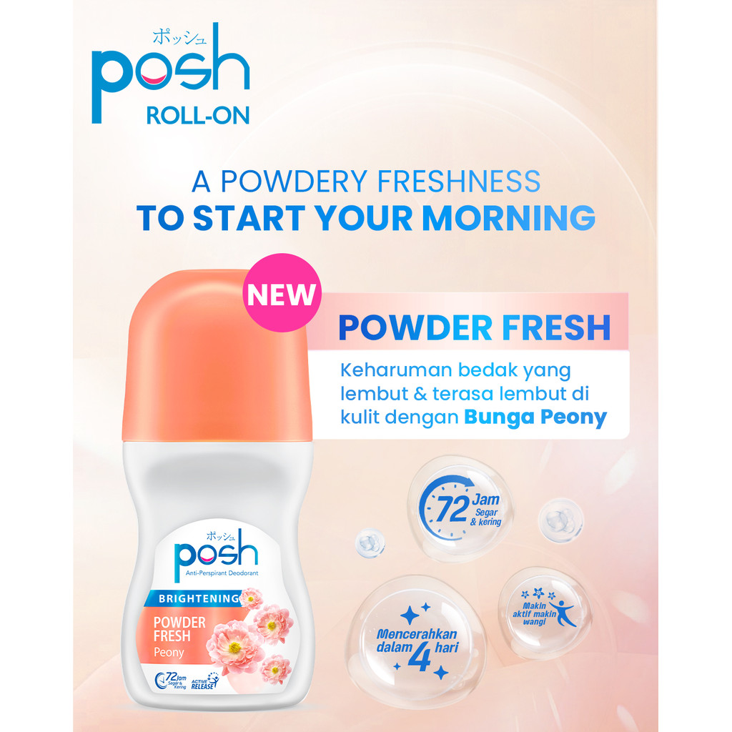 Posh Hijab Spray Cologne Green Blossom Botol 150 ml + Posh Roll On Deodoran Powder Fresh Botol 50 ml - Gambar 3