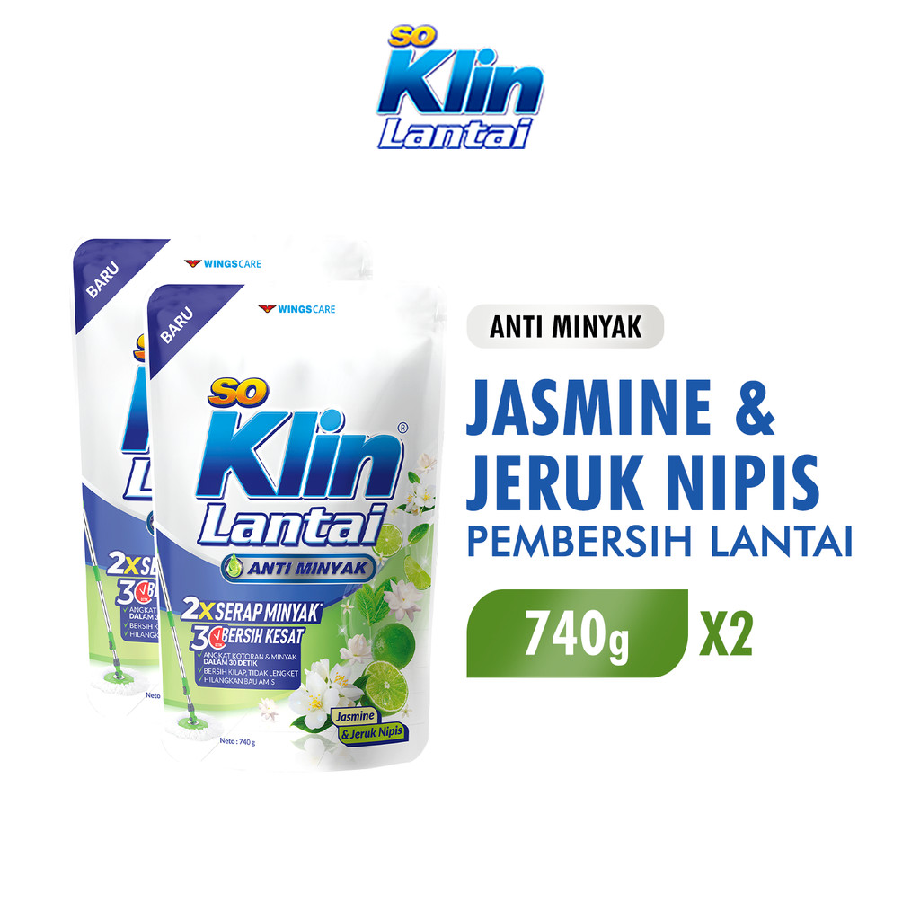 Soklin Pembersih Lantai Degre Jasmine Pouch 740 gr x2