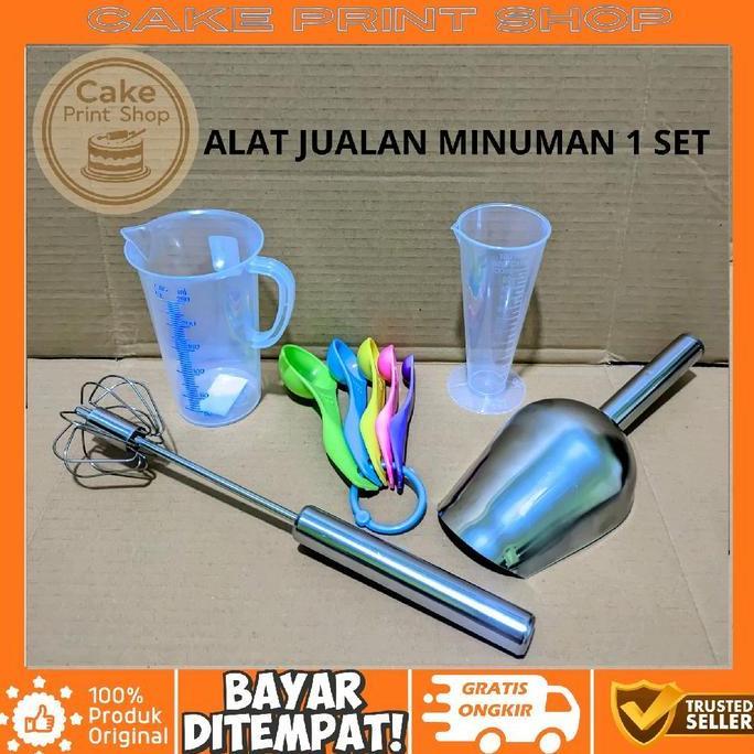 Terbaik SEKOP ES 1 SET GELAS TAKAR SENDOK TAKAR 1 SET PENGADUK MINUMAN Kitchenware Paket Lengkap dengan Gelas 100ml & 250ml untuk Bisnis Minuman Paling keren