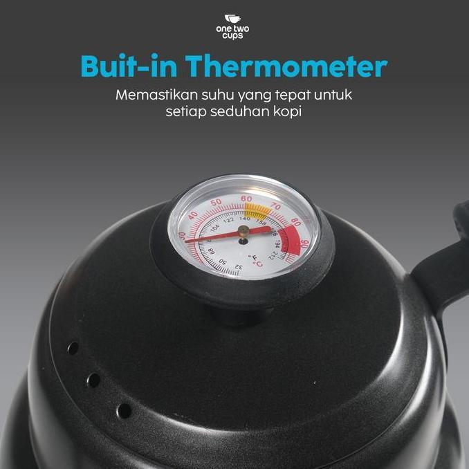 Terbaik One Two Cups Teko Kopi Leher Angsa Thermometer Pour Over Kettle 1L - PRF12 Paling keren - Gambar 2