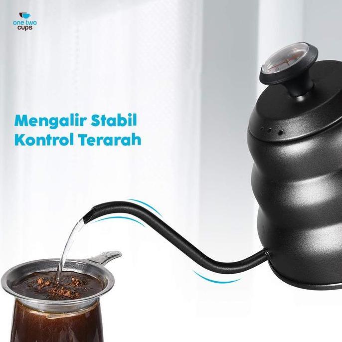 Terbaik One Two Cups Teko Kopi Leher Angsa Thermometer Pour Over Kettle 1L - PRF12 Paling keren - Gambar 4