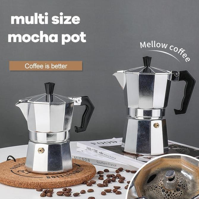 Terbaik Moka pot Coffee 2/3/6 Cups 300ml Espresso Maker Aluminium Teko Stovetop Filter Pembuat Kopi Espresso Paling keren - Gambar 2