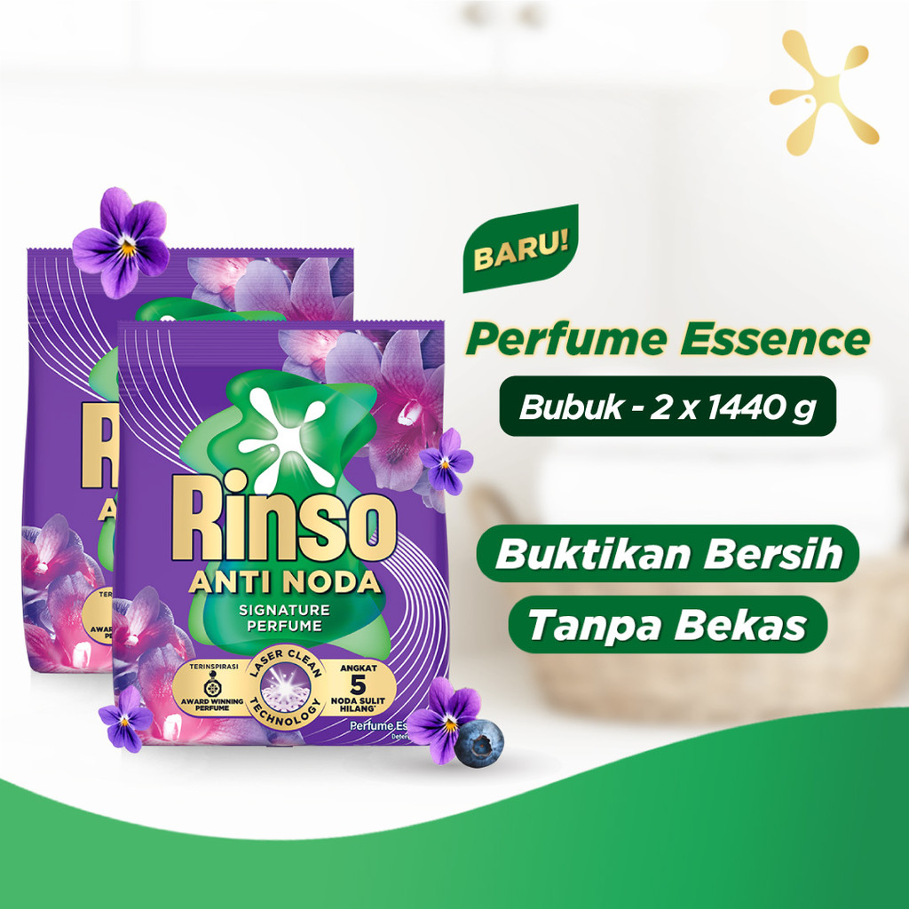 [Lebih Hemat 25%] Rinso Baru Detergen Bubuk Varian Perfume Essence 1440g x2