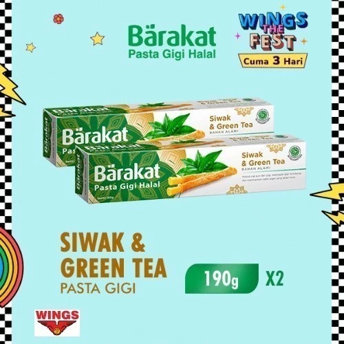 Barakat Pasta Gigi Siwak & Greentea Tube 190gr x2 - Gambar 3