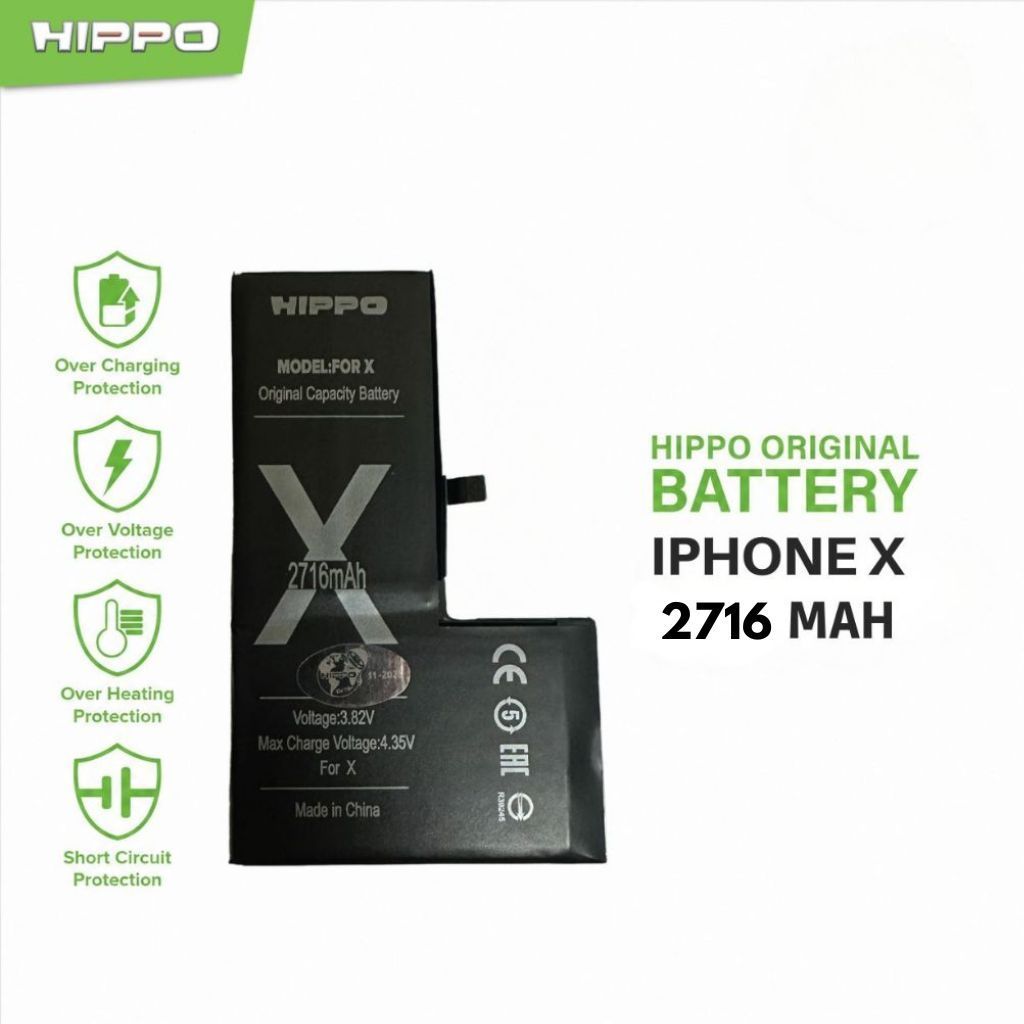 Hippo Baterai Baterry 100% ORI Baterai iPhone X 2716MAH Original Batere Premium Batu Batre Batrai Handphone Garansi Resmi